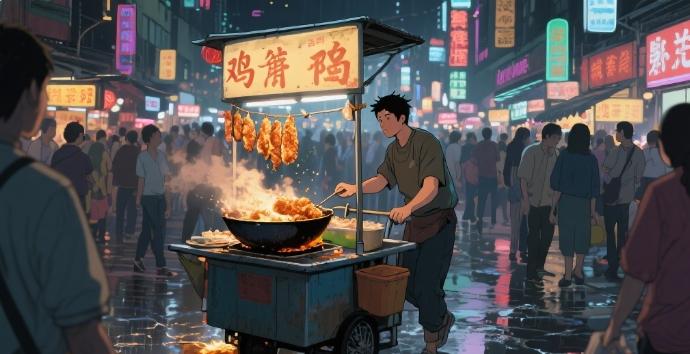 夜市裡的紅衣女