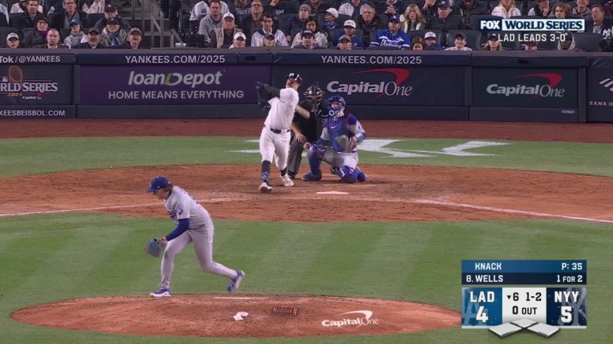 Austin Wells belts a solo homer to give Yankees 6-4 lead over Dodgers