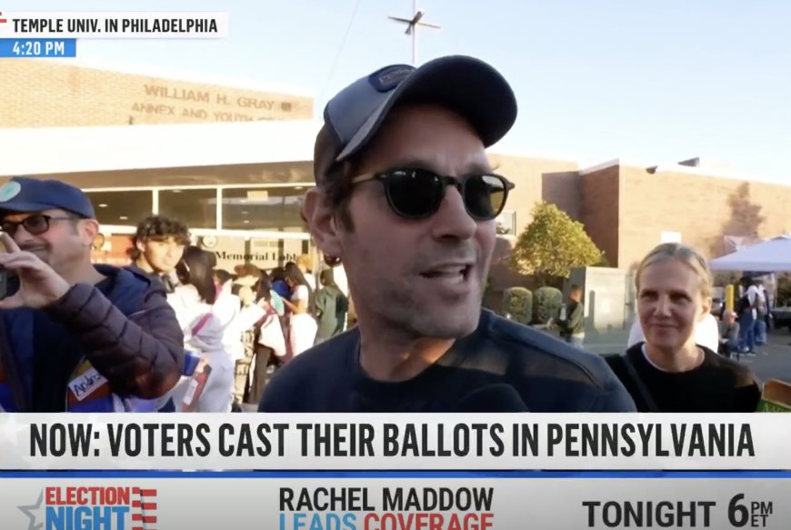 Paul Rudd Hands Out Water to Students Waiting in Line to Vote in Pennsylvania: ‘It’s Wonderful All These Young People Are Voting’