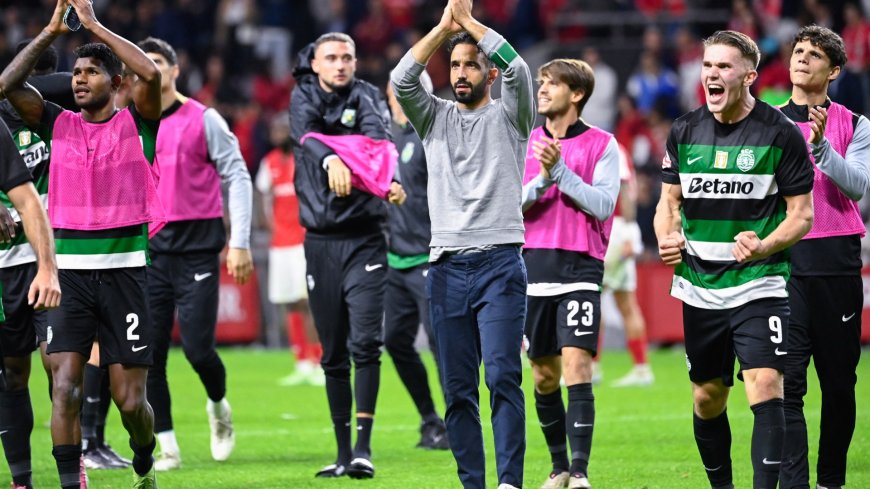 Ruben Amorim swamped by Sporting players as incoming Man United boss secures dramatic win in final game