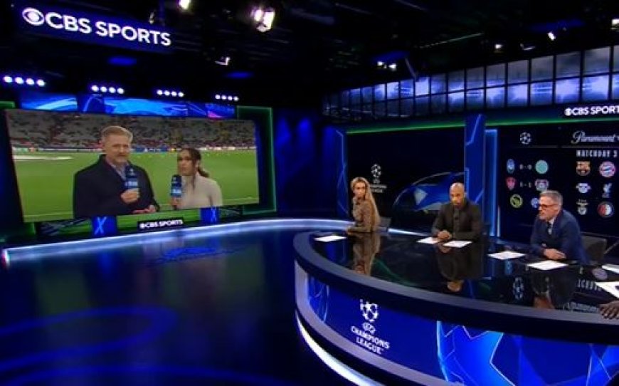 Jamie Carragher cheekily pranks Peter Schmeichel during Celtic’s Champions League clash