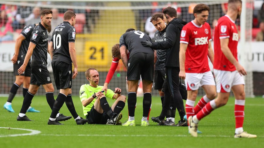 Rare scenes at Charlton vs Wrexham as referee is forced to be replaced in first-half