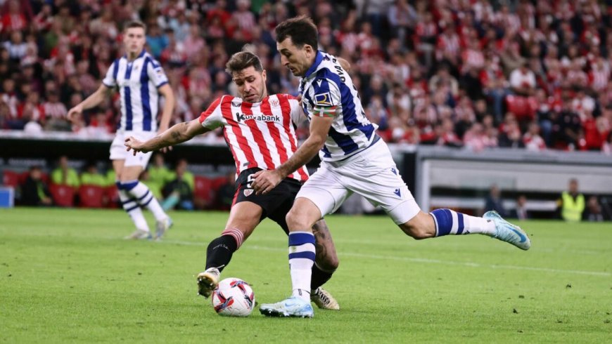 Imanol Alguacil and Real Sociedad captain Mikel Oyarzabal exchange shots in press after derby defeat