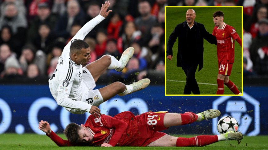 Conor Bradley bullies Kylian Mbappe in statement Liverpool performance to put Trent Alexander-Arnold on notice