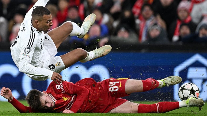 Trent Alexander-Arnold who? Anfield erupts and fans rave as Conor Bradley's thumping tackle on Kylian Mbappe goes viral after Liverpool's Champions League win over Real Madrid