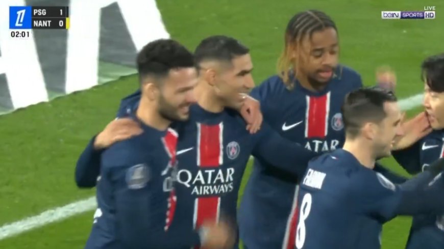 Video: Watch Achraf Hakimi Score Lightning-Fast Goal for PSG Against Nantes