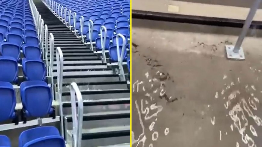 Shocking footage of flood at Everton’s new stadium leads to Old Trafford comparison