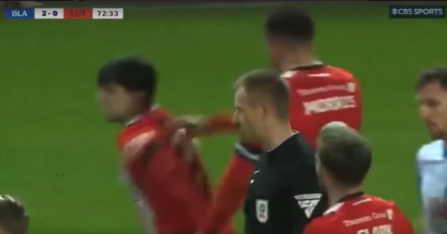 ‘We’ve got to look at it’ – Red-faced Luton star shoved off pitch by furious teammate