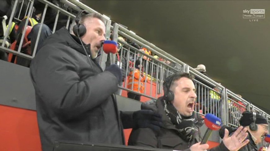 Fans love Gary Neville’s reaction to Harry Maguire’s late miss in Man United’s draw at Liverpool