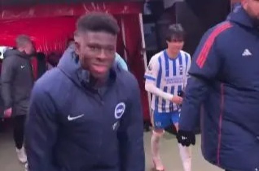 Footage down Old Trafford tunnel catches Brighton star’s hilarious celebration in front of Bruno Fernandes