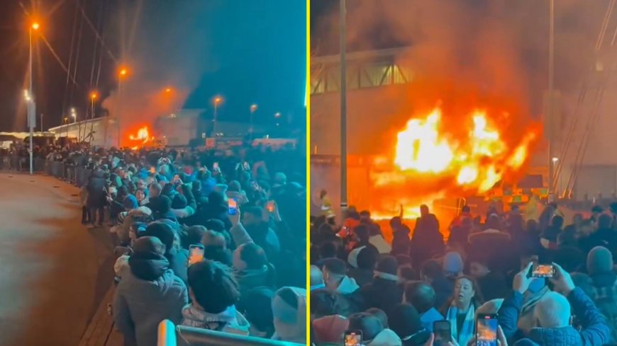 Fire breaks out outside Etihad Stadium ahead of Man City’s Champions League crunch clash