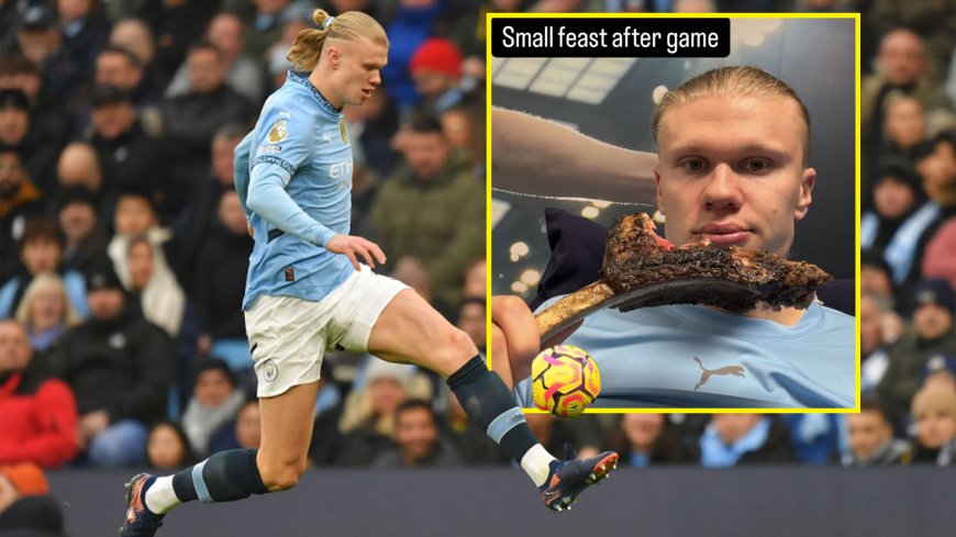 Man City star Erling Haaland offers glimpse into unusual post-match meal as part of 6,000-calorie diet