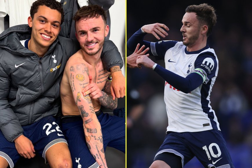 James Maddison trolls Ipswich with brilliant tattoo reference to club’s rivals following Tottenham Hotspur’s win