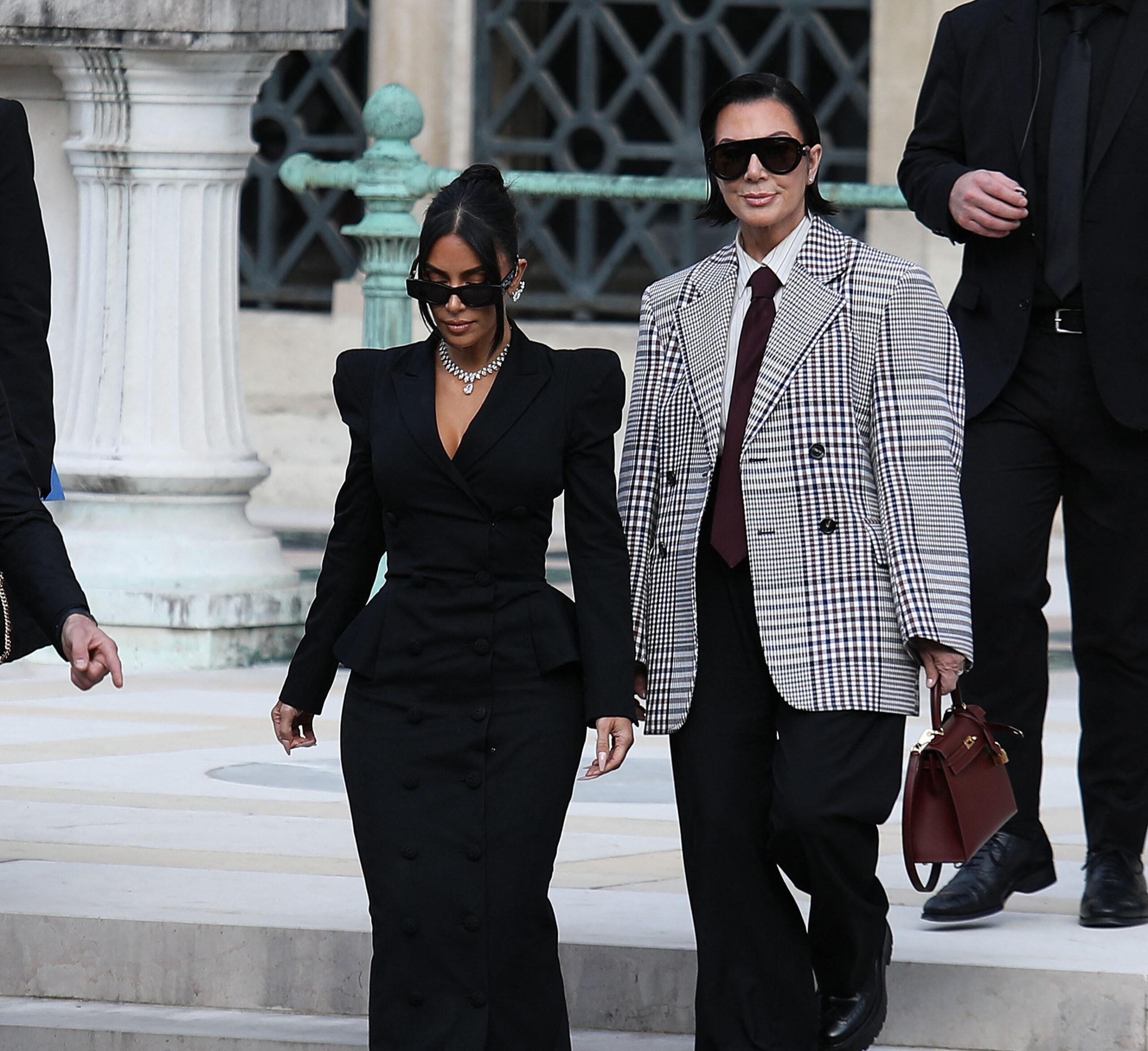 Kim Kardashian and her mother Kris Jenner seen leaving court in Paris after Paris Robbery Trial
