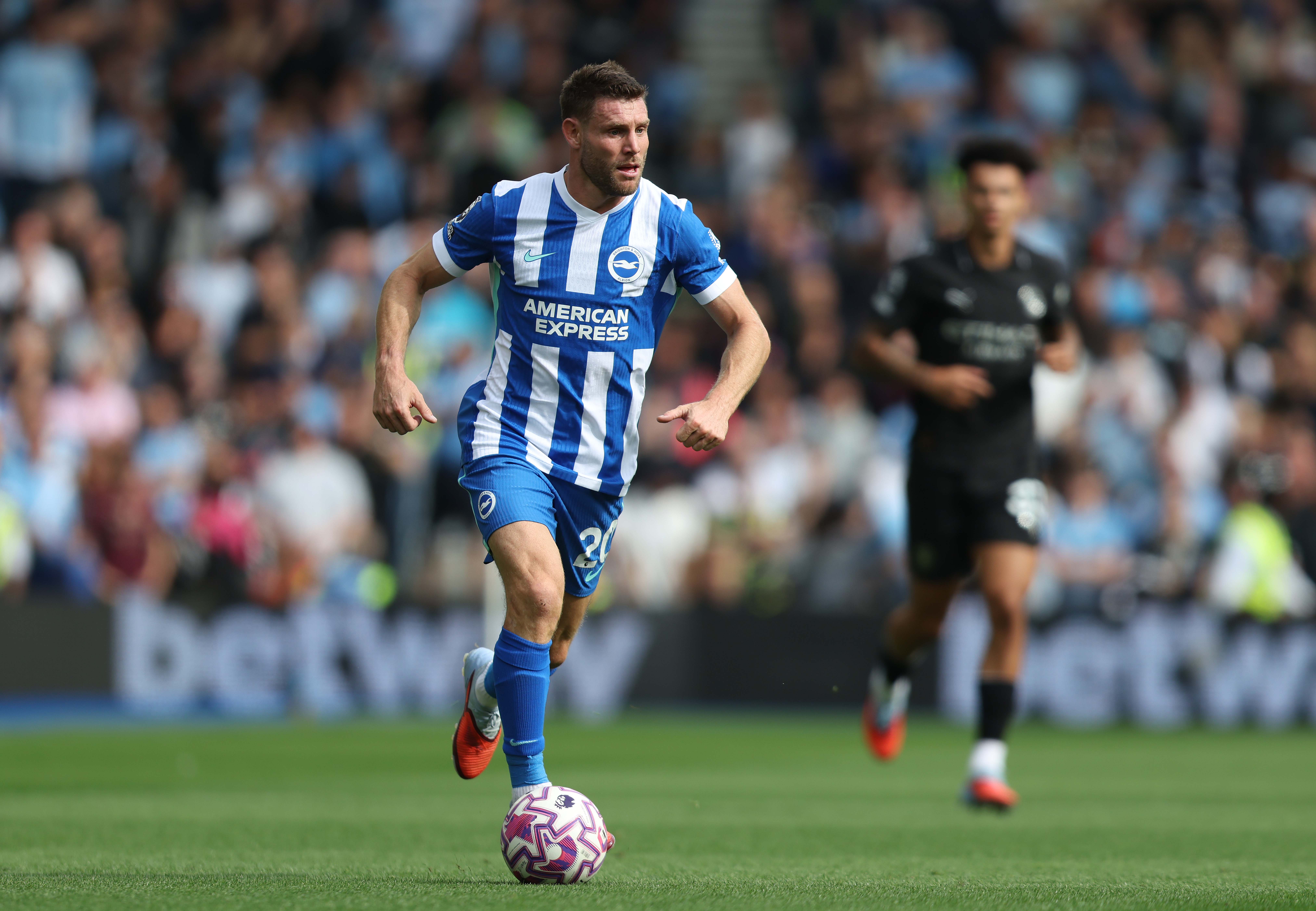 BRIGHTON, ENGLAND - AUGUST 31: James Milner of Brighton & Hove Albion during the Premier League match between Brighton & Hove Albion and Manchester City at Amex Stadium on August 31, 2025 in Brighton, England. (Photo by Crystal Pix/MB Media/Getty Images)