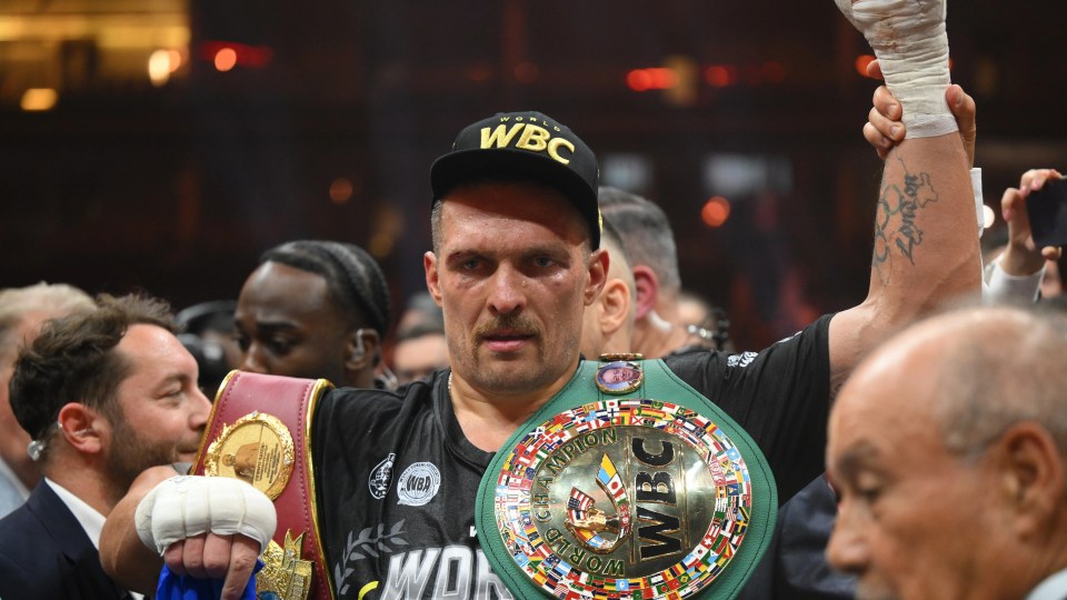 RIYADH, SAUDI ARABIA - MAY 19: Oleksandr Usyk of Ukraine beats Tyson Fury (not seen) of United Kingdom to become the undisputed heavyweight champion of the world at Kingdom Arena in Riyadh, Saudi Arabia on May 19, 2024. (Photo by Mohammed Saad/Anadolu via Getty Images)