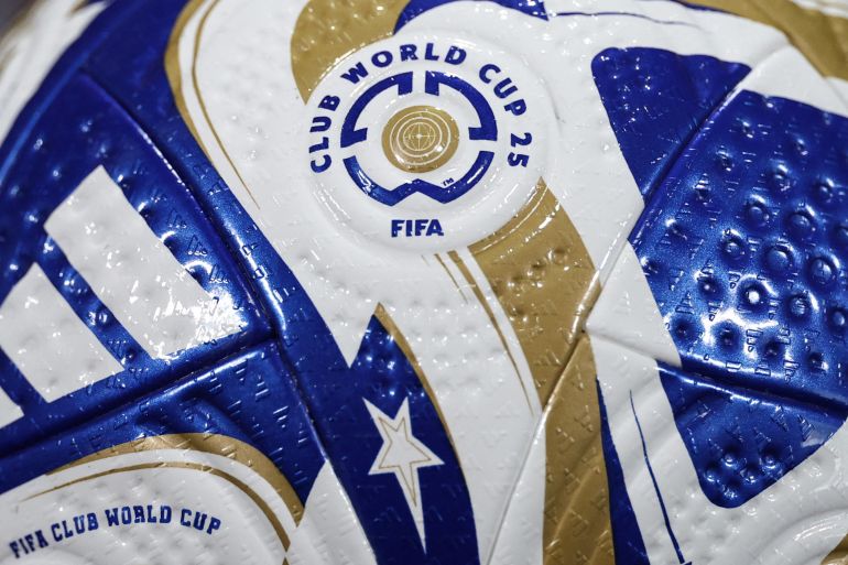An official ball is pictured before a press conference with Fluminense's Brazilian head coach Renato Gaucho at MetLife Stadium in East Rutherford, New Jersey on July 7, 2025, on the eve of the FIFA Club World Cup 2025 semifinal football match between Brazil's Fluminense and England's Chelsea. (Photo by FRANCK FIFE / AFP)