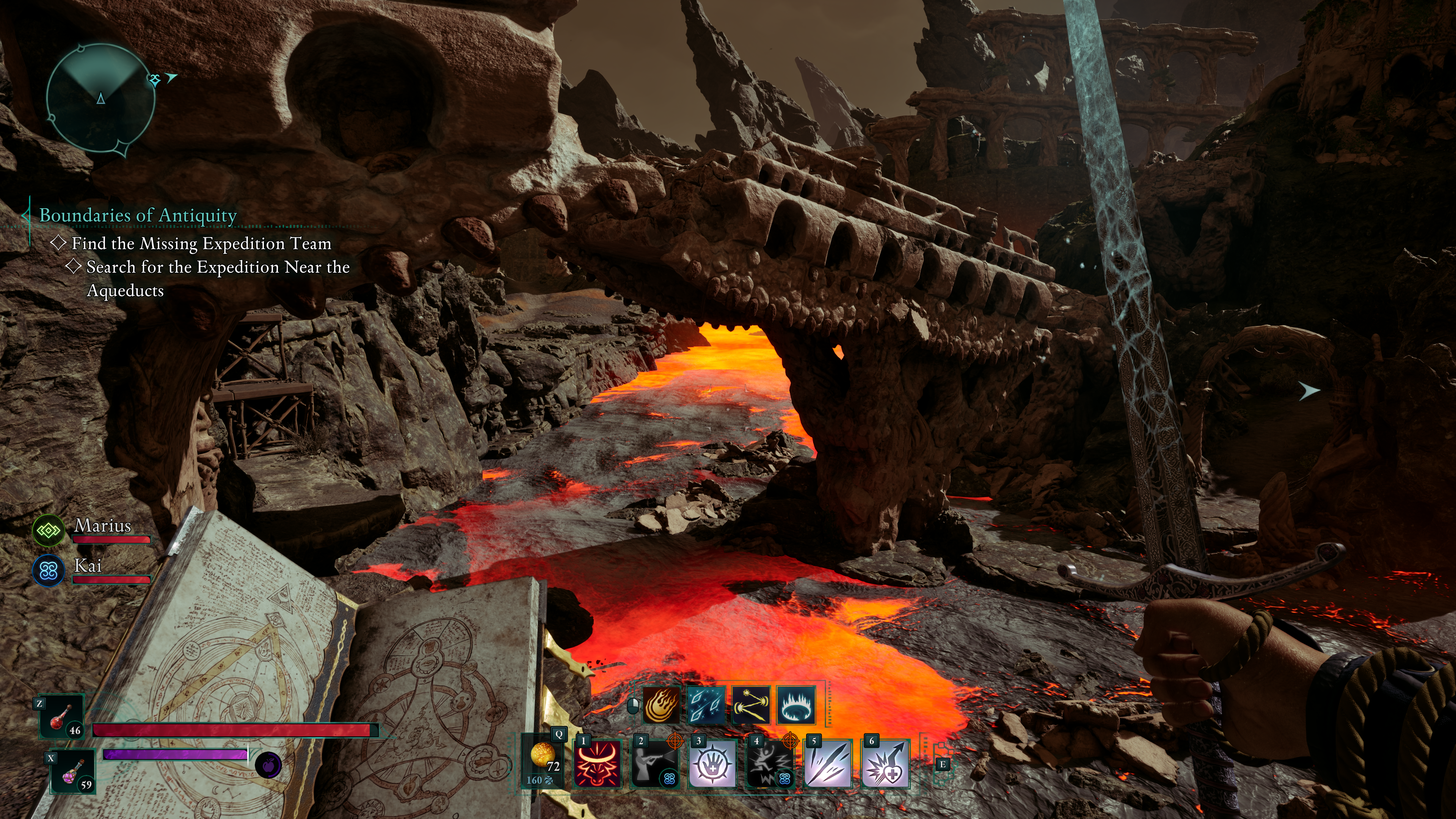 A bridge over a lava stream in Avowed