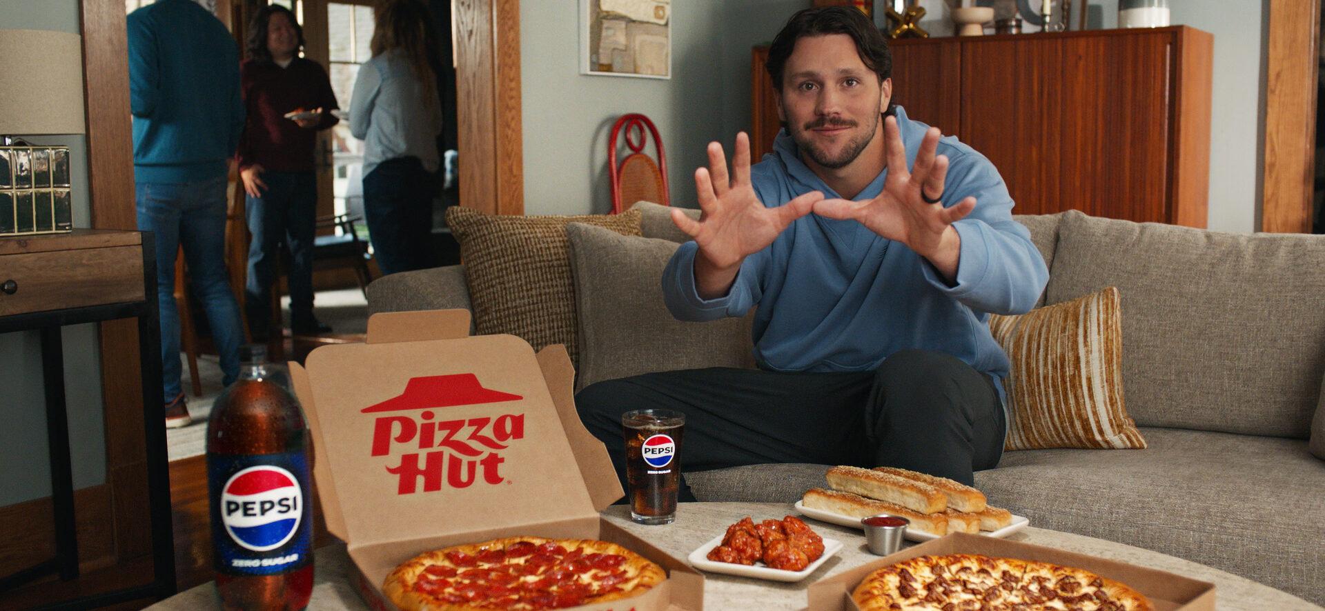 Josh Allen in Pizza Hut's big dinner box ad