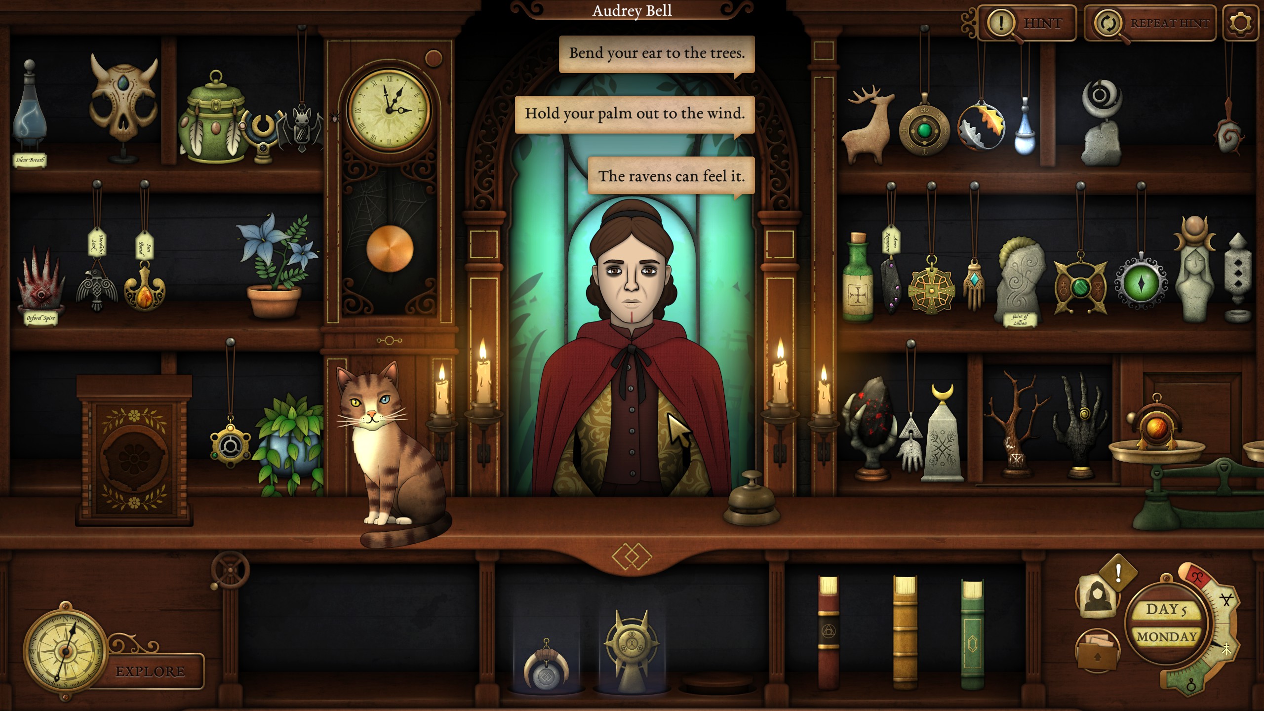 A woman at the counter of an occult shop