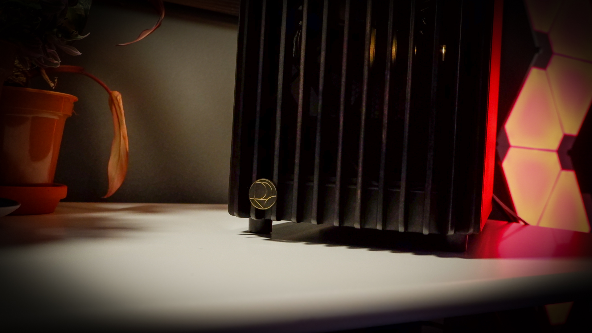 A gaming PC in the process of being built, using Radeon and Ryzen components and an Asus Pro Art PA401 PC case.