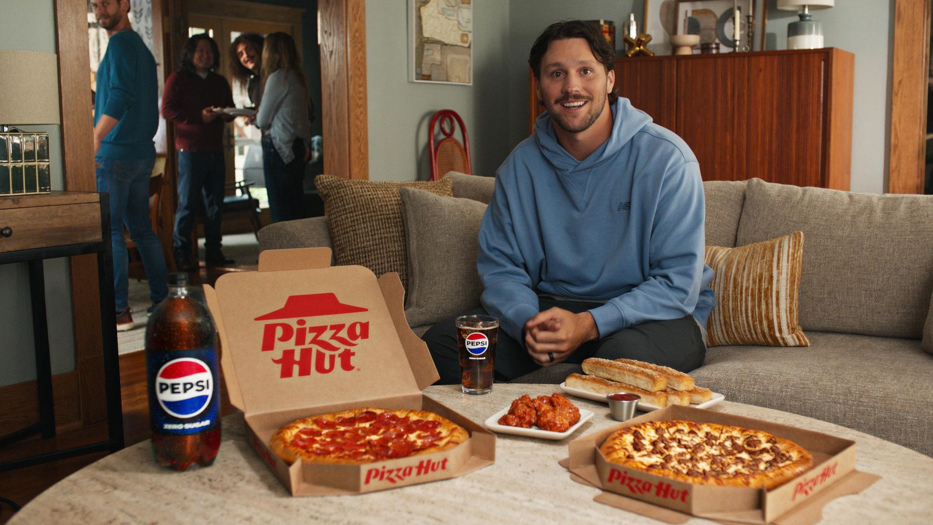 Josh Allen in Pizza Hut's big dinner box ad