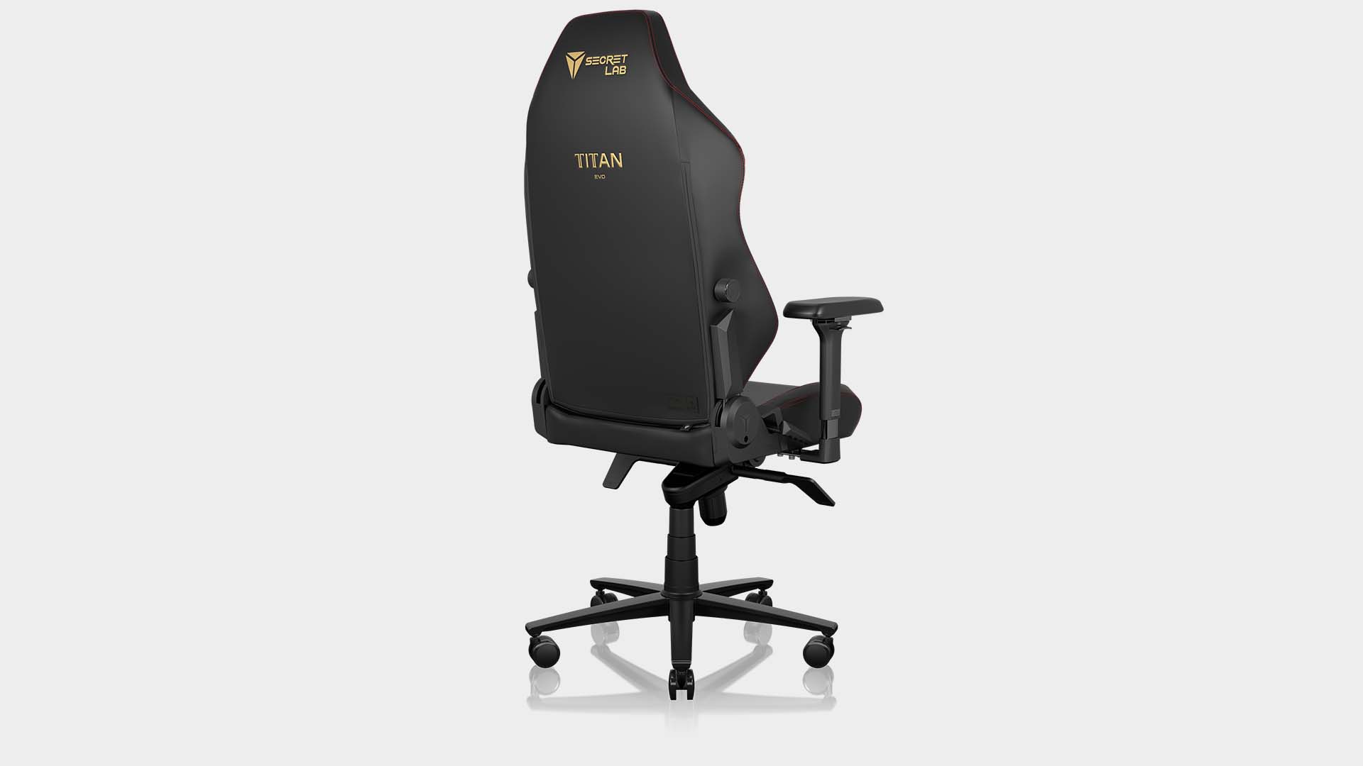 Secretlab Titan Evo 2022 gaming chair on a grey background at various 360&deg; angles.