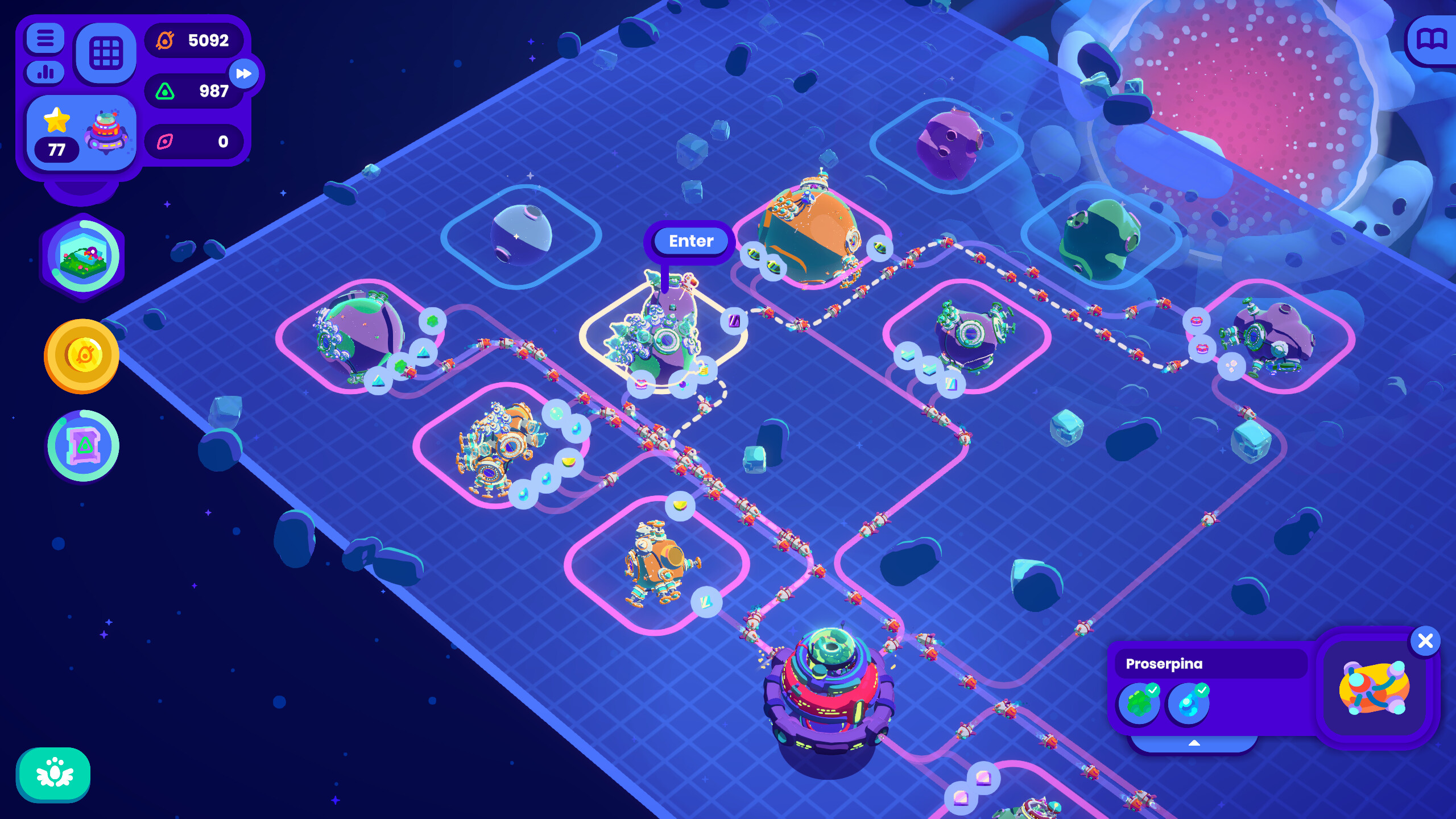 A solar system map in Star Birds.