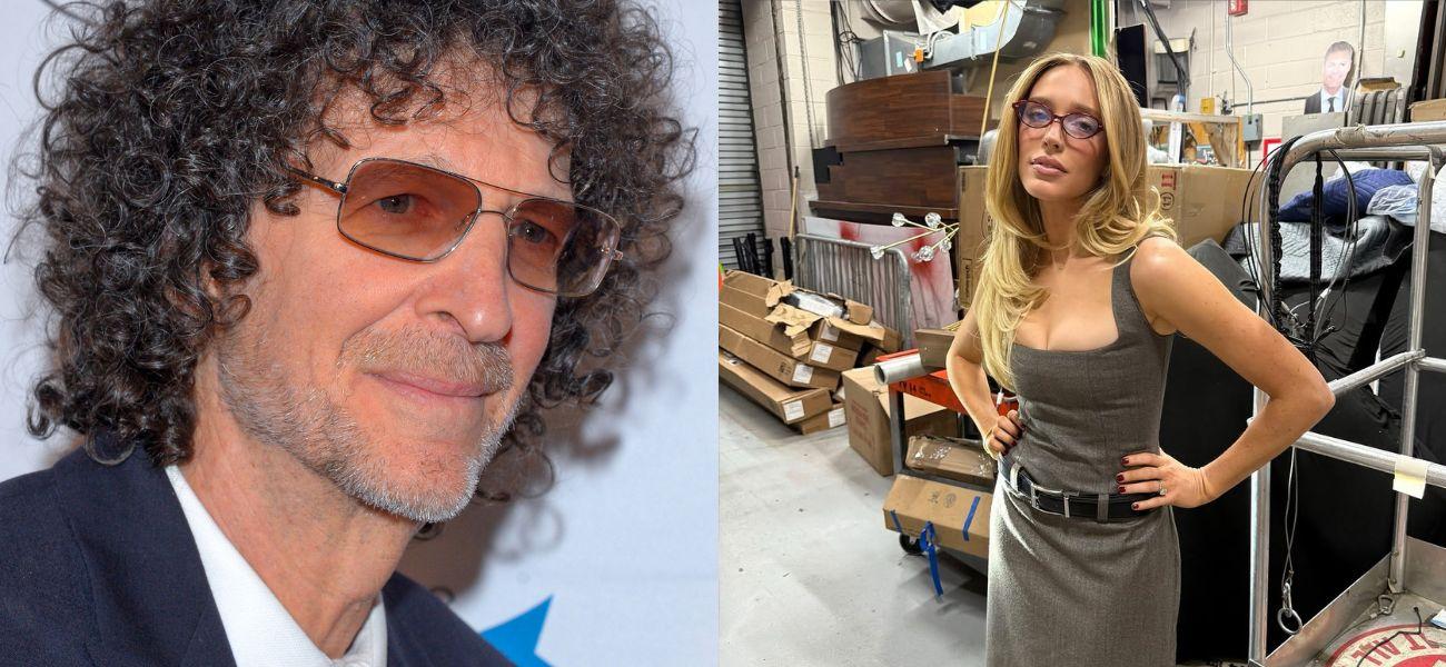 Photo collage of Alex Cooper and Howard Stern.