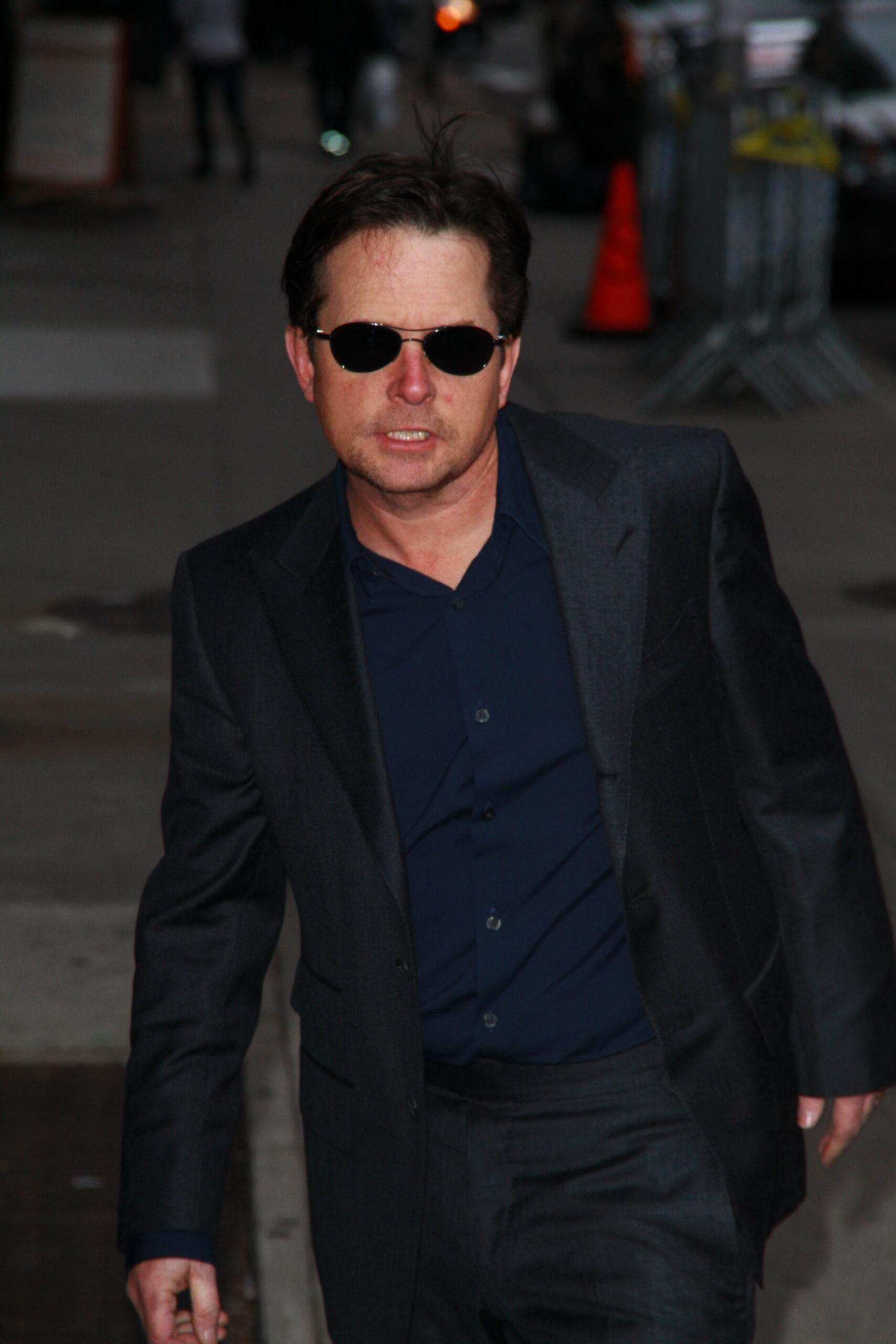 Michael J Fox arrives for Letterman