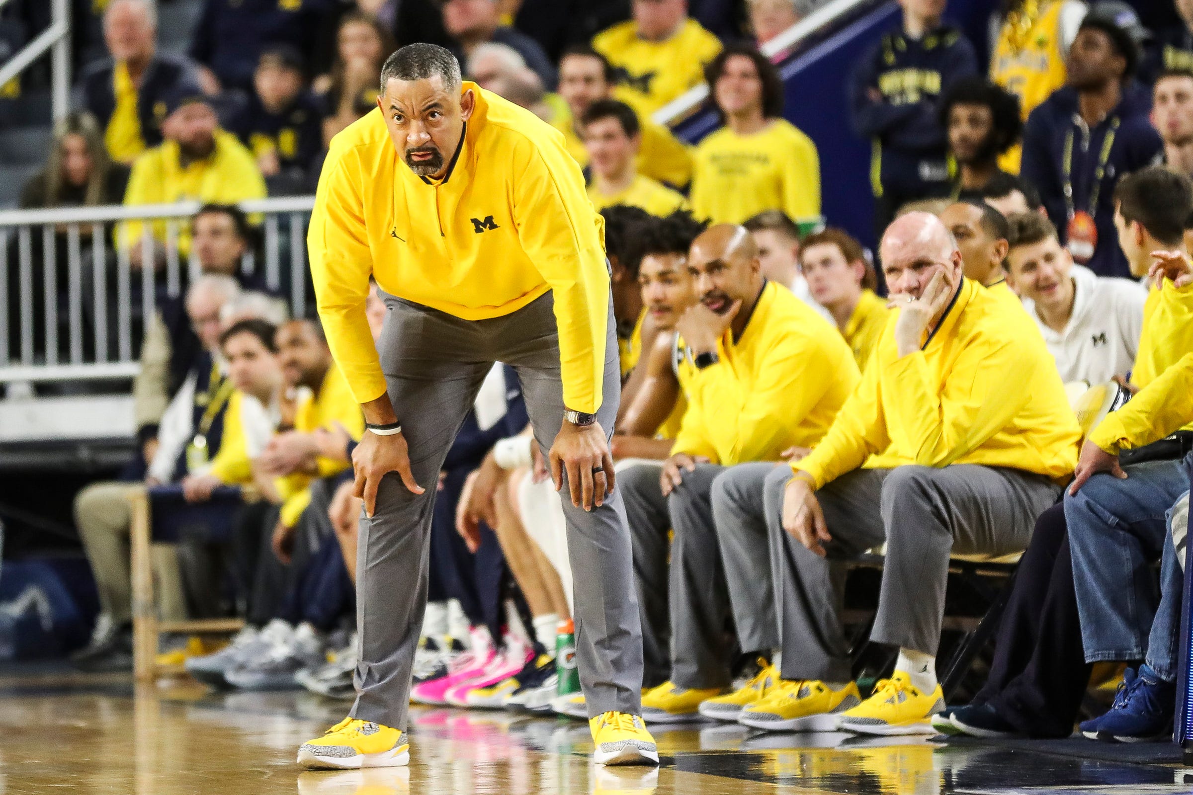 Michigan coach Juwan Howard watches a play against Wisconsin during the first half on Sunday, Feb. 26, 2023, at Crisler Center.