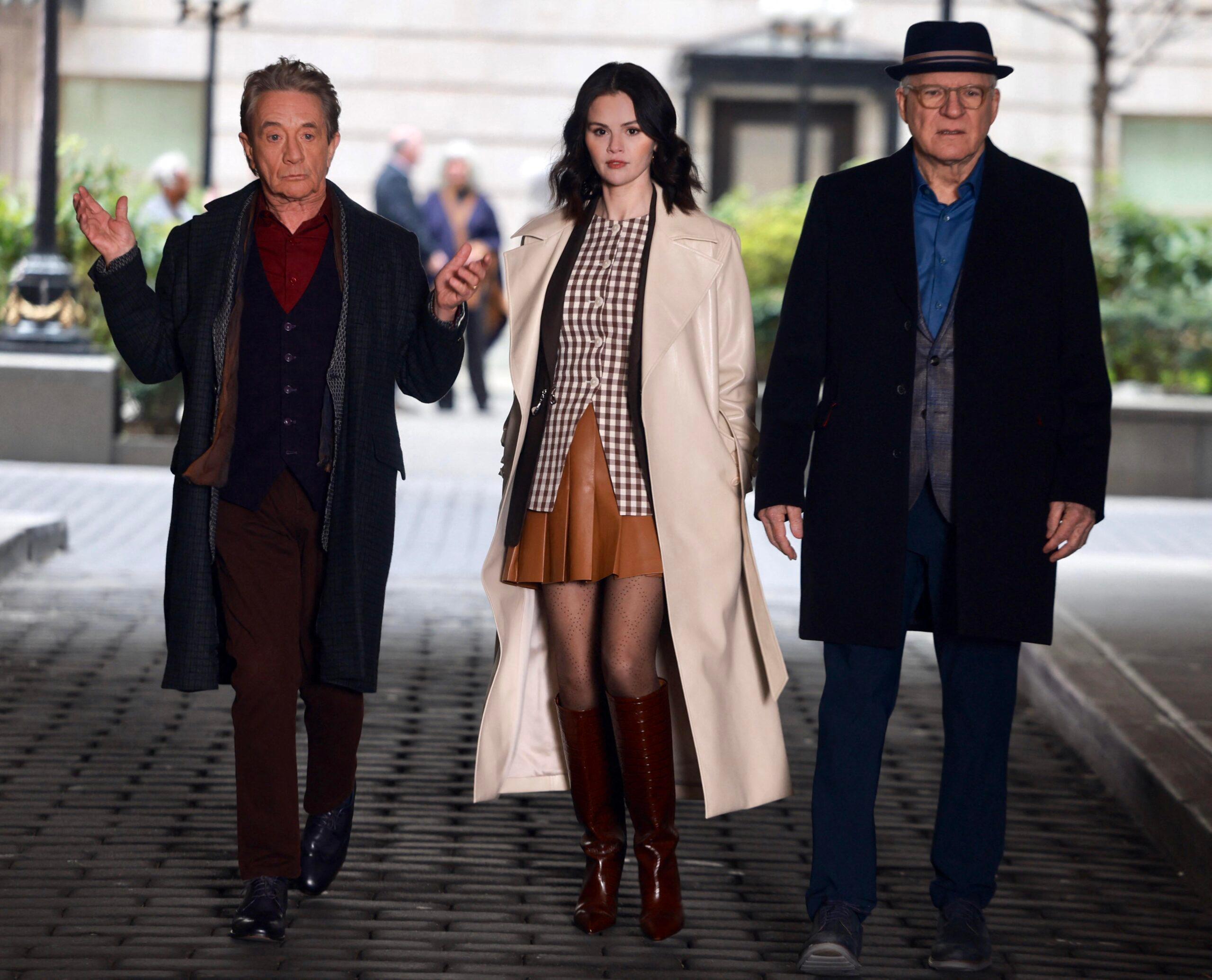Selena Gomez, Steve Martin And Martin Short on the set of 'Only Murders In The Building'