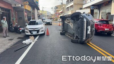 台中阿伯開車撞路邊車側翻！又是酒駕惹禍　先送醫再法辦