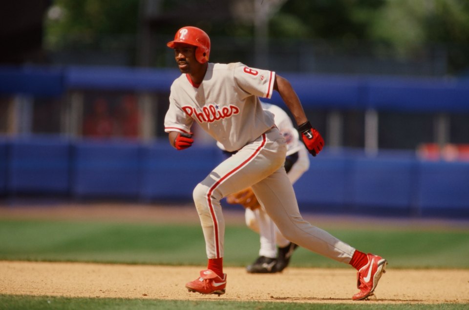 NEW YORK - MAY 28: Doug Glanville of the Philadelphia Phillies runs against the New York Mets at Shea Stadium on May 28, 2001 in the Flushing neighborhood of the Queens borough of New York City. (Photo by Sporting News via Getty Images via Getty Images)