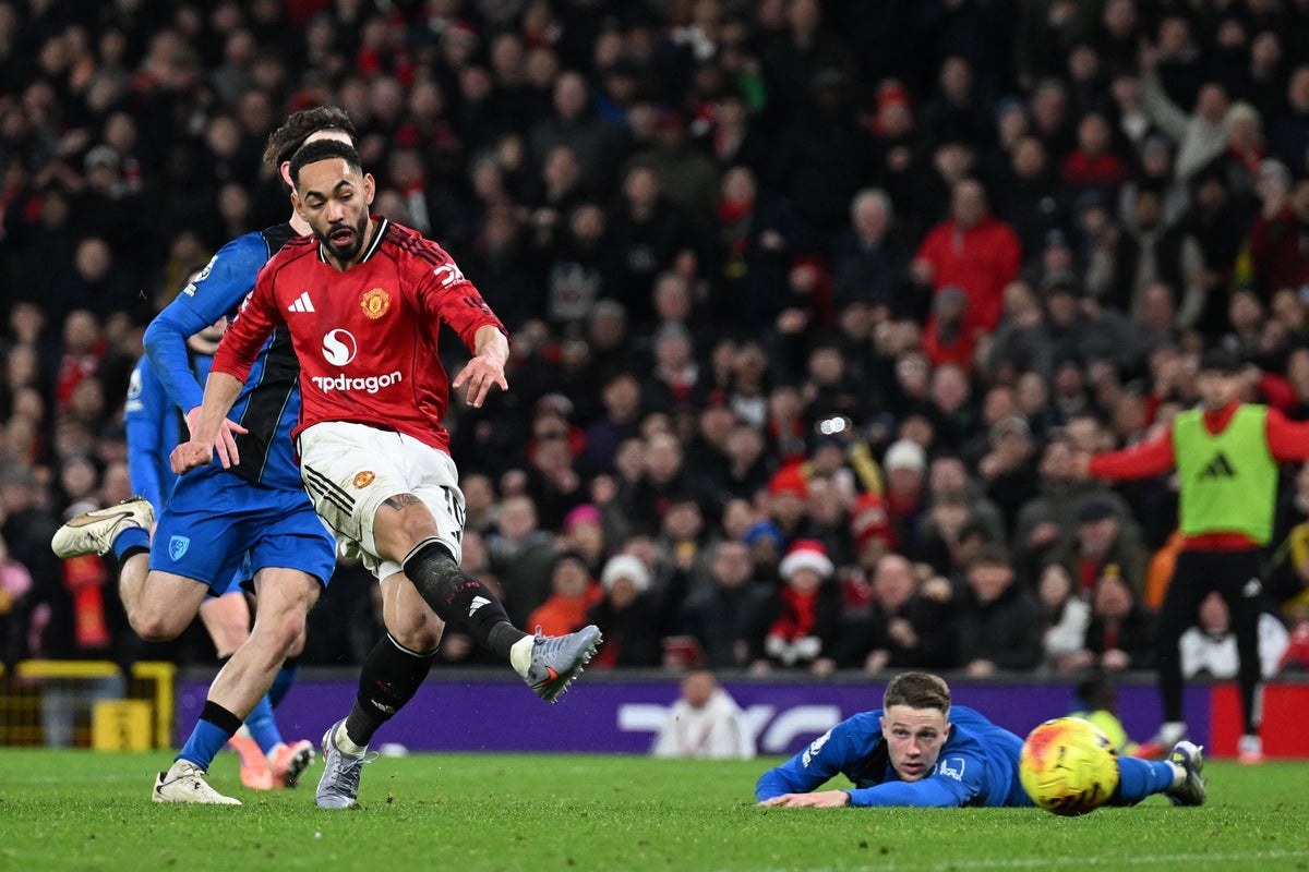 Matheus Cunha scores for United (AFP/Getty)