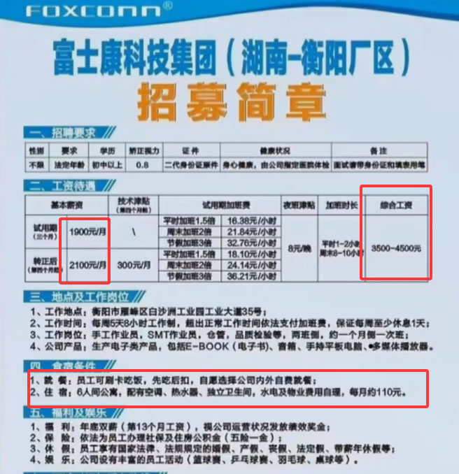 富士康衡阳工厂招聘简章