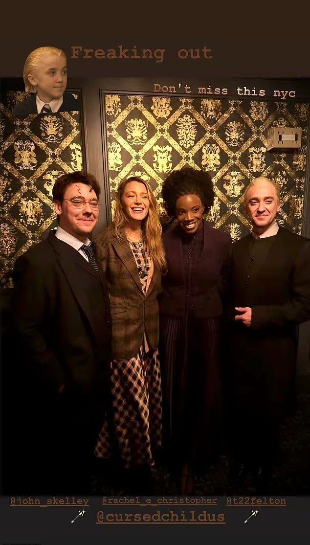 Blake Lively and Tom Felton with Harry Potter cast