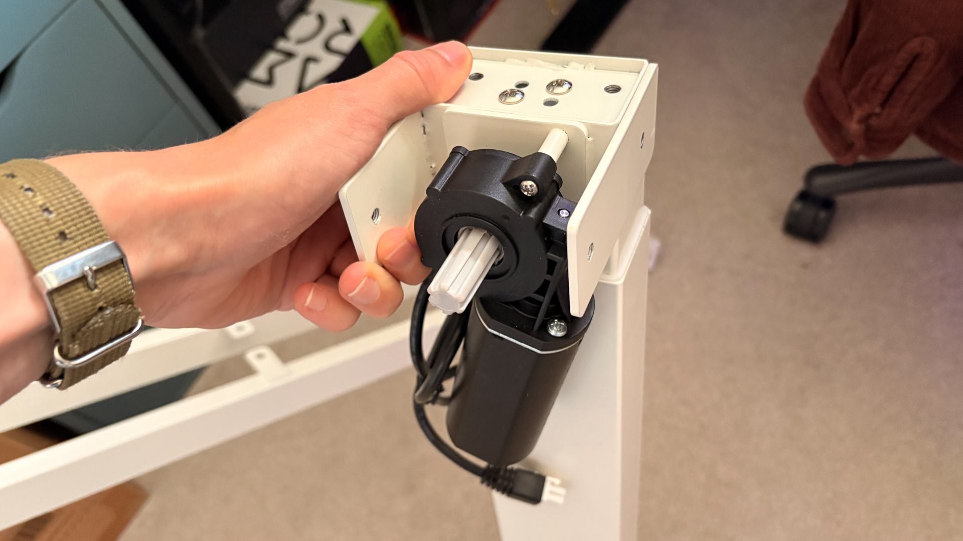 An Autonomous SmartDesk 5 being put together and installed in an office.
