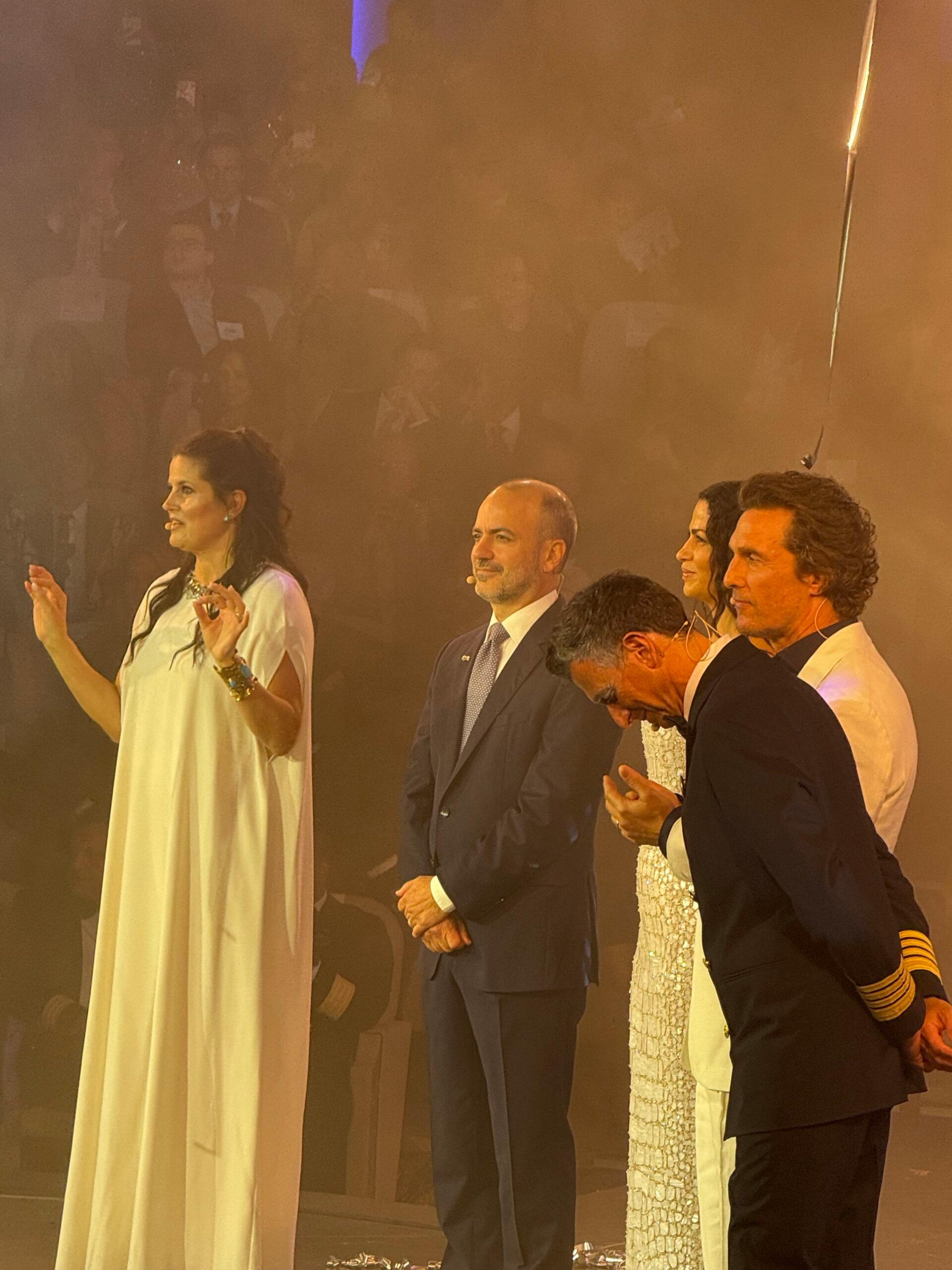 Matthew mcconoughey and Camila mcconoughey at Princess Cruise ceremony