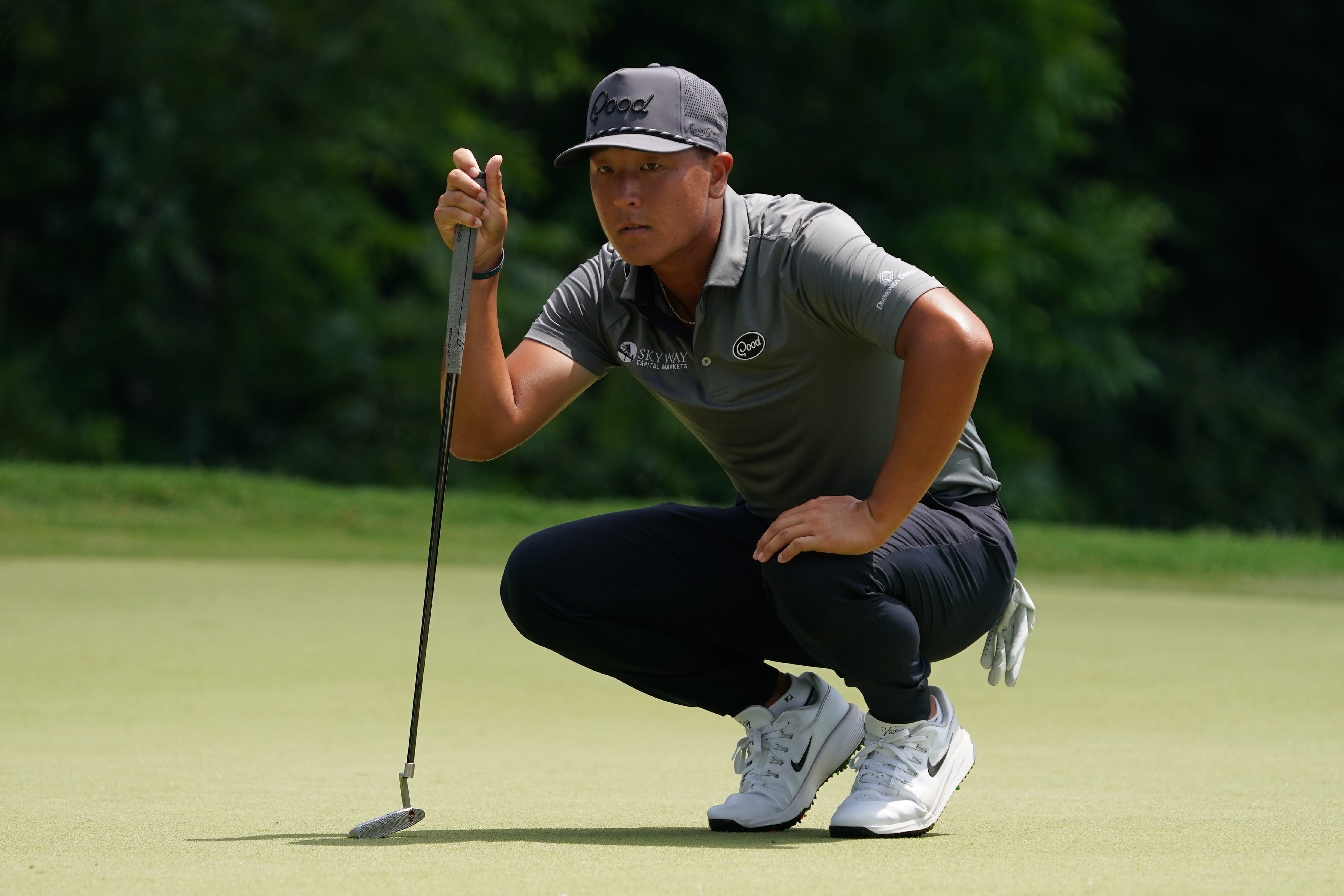 John Pak on the 11th green during the third round of the 2025 Charles Schwab Challenge.