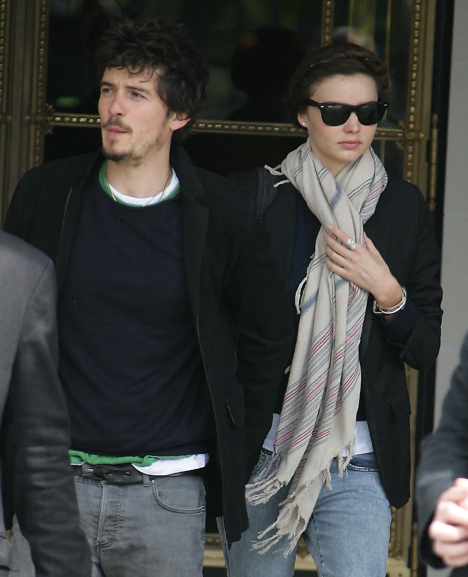 Orlando Bloom and Miranda Kerr leaving their hotel in Paris.
