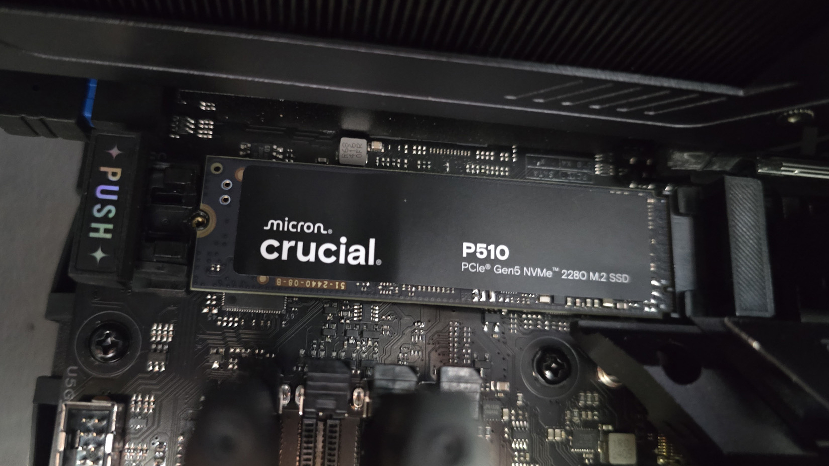 Crucial P510 SSD in a motherboard