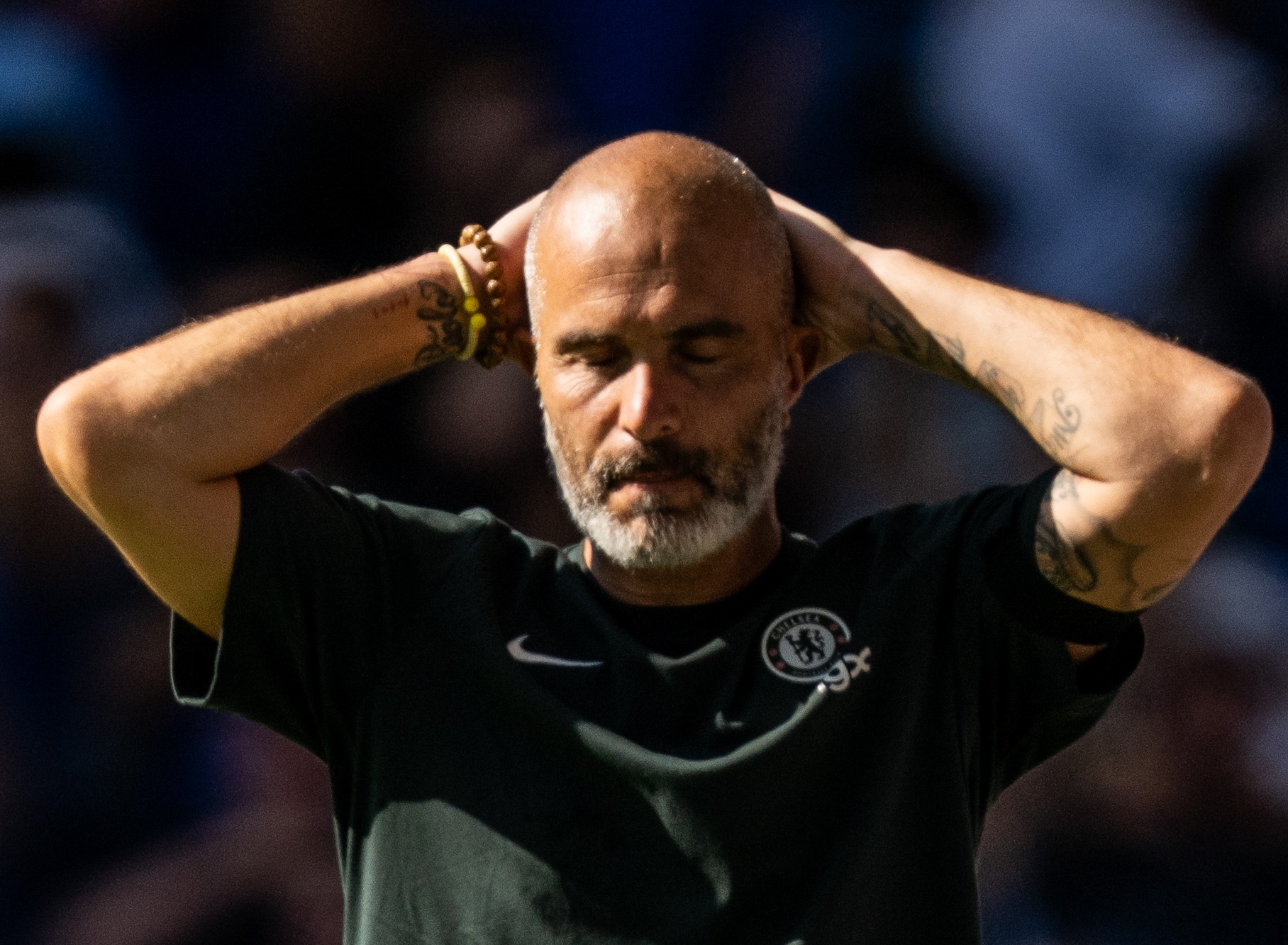 LONDON, ENGLAND - AUGUST 17: Enzo Maresca of Chelsea reacts during the Premier League match between Chelsea and Crystal Palace at Stamford Bridge on August 17, 2025 in London, United Kingdom. (Photo by Sebastian Frej/Getty Images)