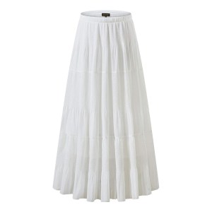 Nashalyly High Waist Pleated Flared Maxi Skirt