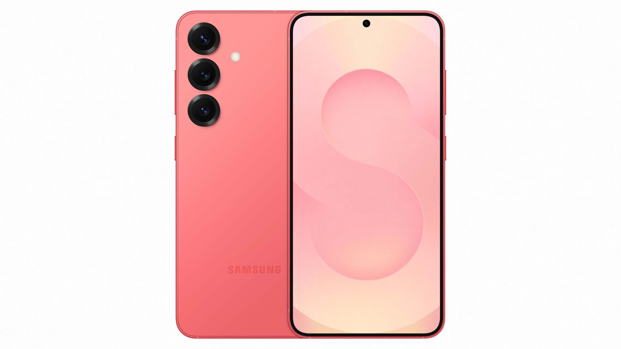 Galaxy S25 phone in coral red