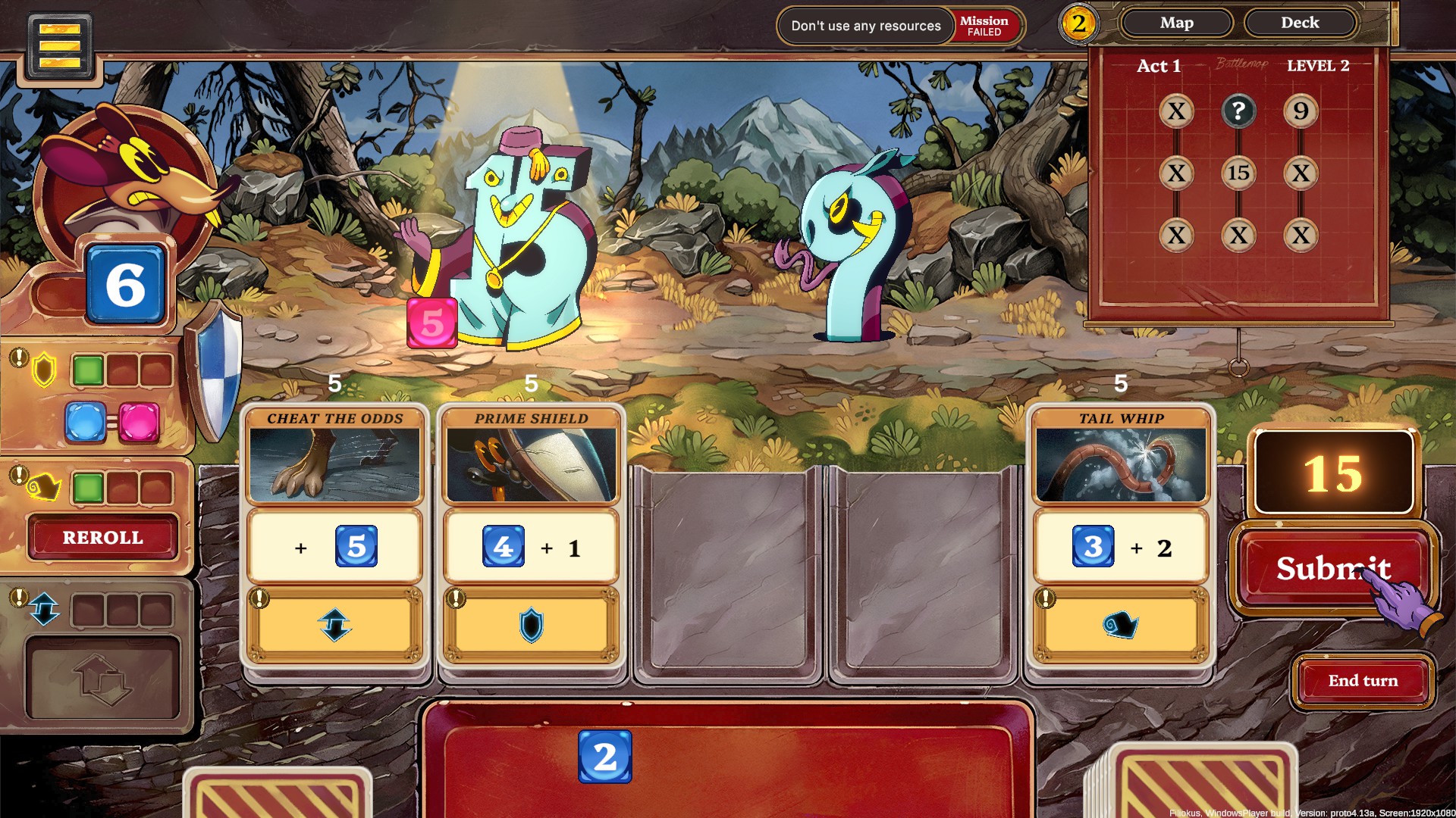 A battle against a 15 and a 9 in Talystro.