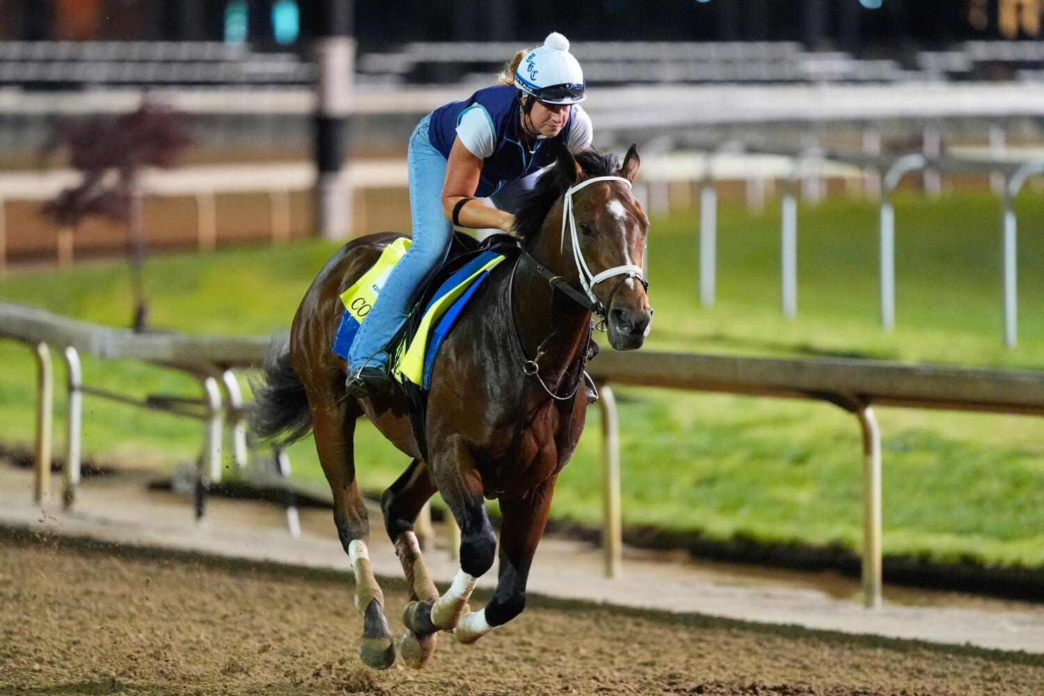 Kentucky Derby entrant Commandment works out at Churchill Downs on Tuesday in Louisville, Ky.