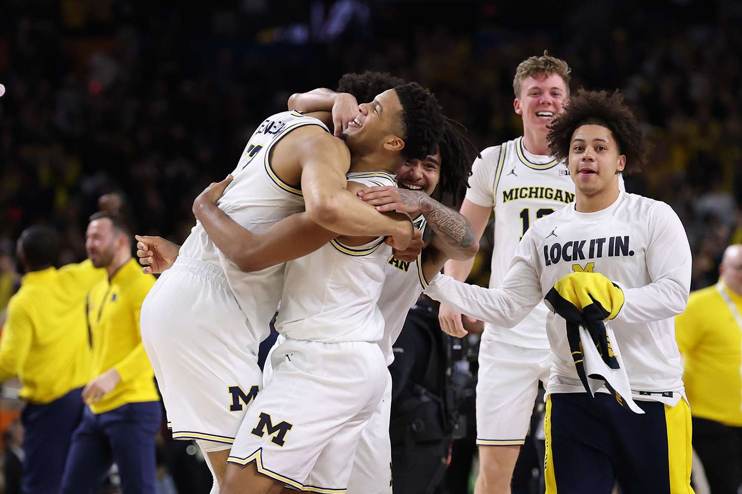 Michigan celebrates its national championship win on Monday nightCredit: Michael Reaves/Getty
