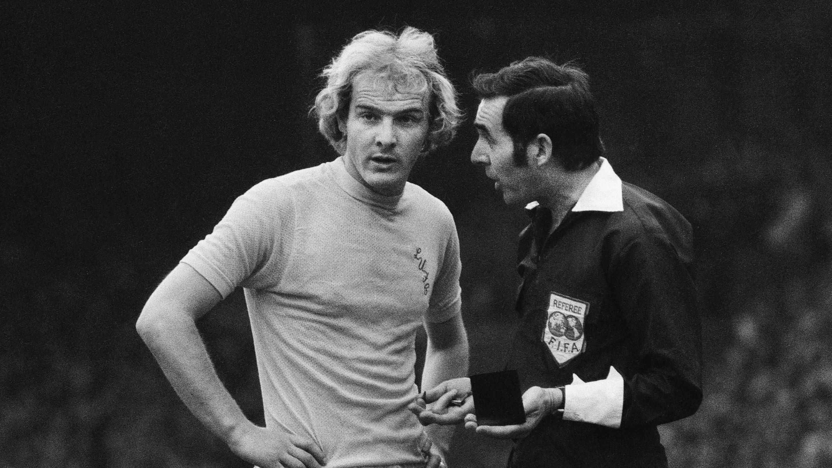 Terry Yorath and referee Norman Burtenshaw