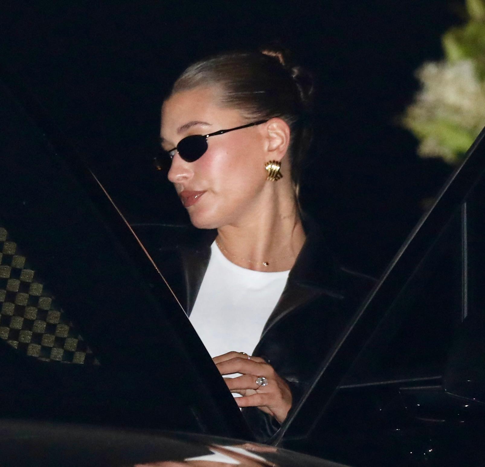 Hailey Bieber is seen leaving Nobu in Malibu